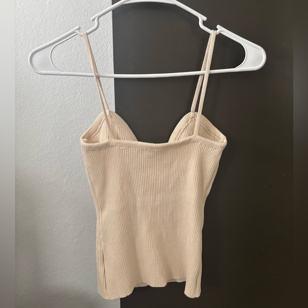 SHEIN Cream Ribbed Knit Bustier Cami Top with Gold Buttons - Size Small - Picture 2 of 2